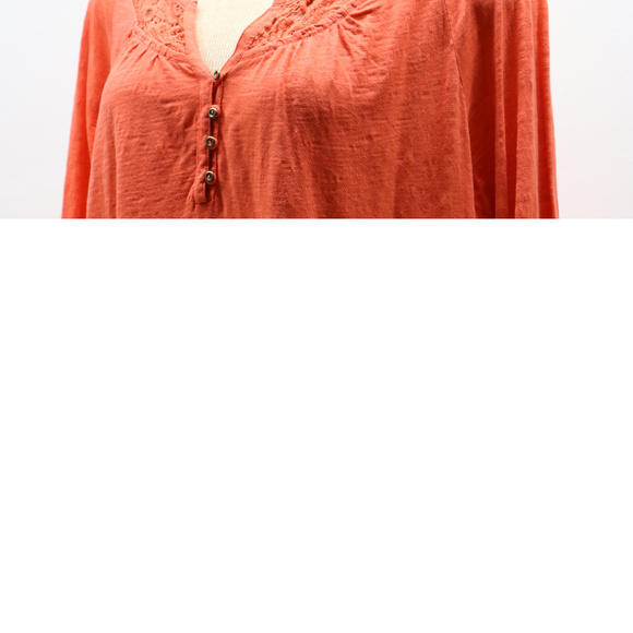 Natural Reflections Deep Orange Vneck Blouse 1X - Picture 6 of 8